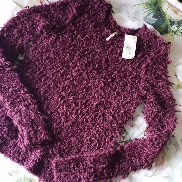 Free People Sweaters - free people fuzzy plum purple sweater xs soft nwt